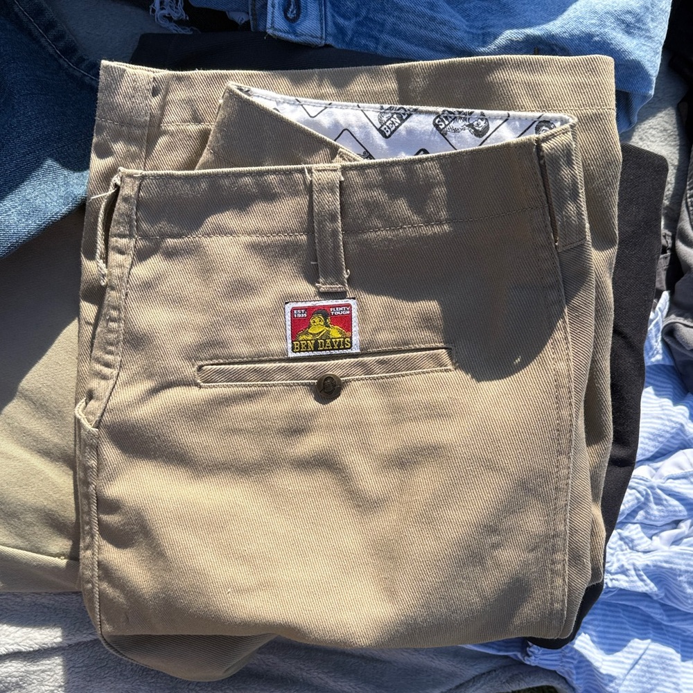 Ben Davis Tan Work Chinos with Logo Patch